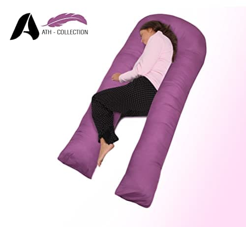 A ATH COLLECTION Pregnancy Pillowcase 9 FT, 12 FT, U Shaped Full Body Pillow Cover with zip, Nursing, Support and Maternity Pillow for Pregnant Women Cover Only (9 FT, Cream) — view 2