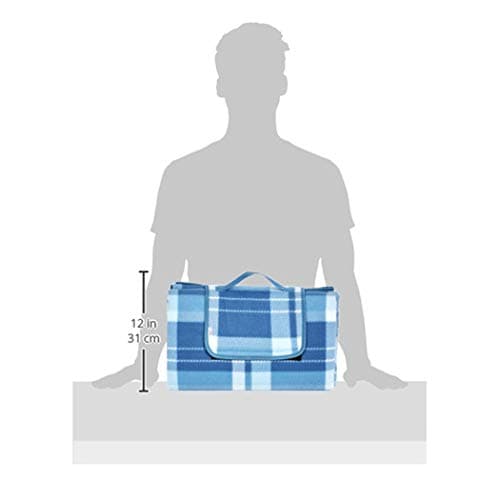 Amazon Basics Picnic travel Blanket With Waterproof Backing, 200 x 200 cm, Blue — view 3