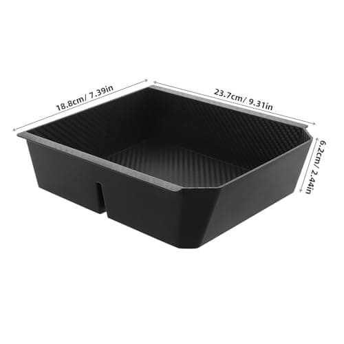 Garneck Carbon Fibre Car Center Console Organizer with Large Storage Capacity and Easy to Clean Surface, Sleek Black Interior Tray for Snacks and Phone Storage in Car Interior — view 2