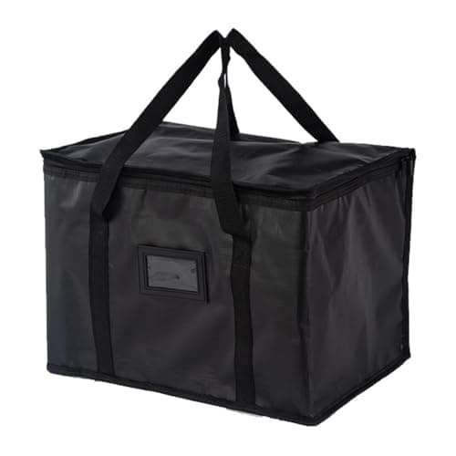 suzmei 40L Insulated Thermal Food Delivery Bag for Hot & Cold Meals, Large Foldable Cooler with Insulation for Picnic, Camping, Lunch & Outdoor Use (Black)
