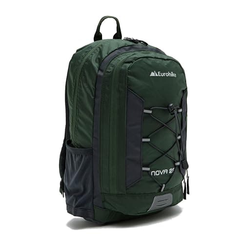 Eurohike Nova 25 Litre Daysack with Ventilated Back Panel, Lightweight, Packable, Adjustable 25L Daypack, Backpack, Rucksack, Bag for Men Women & Kids, School, Commuting, Camping, Hiking (Green)