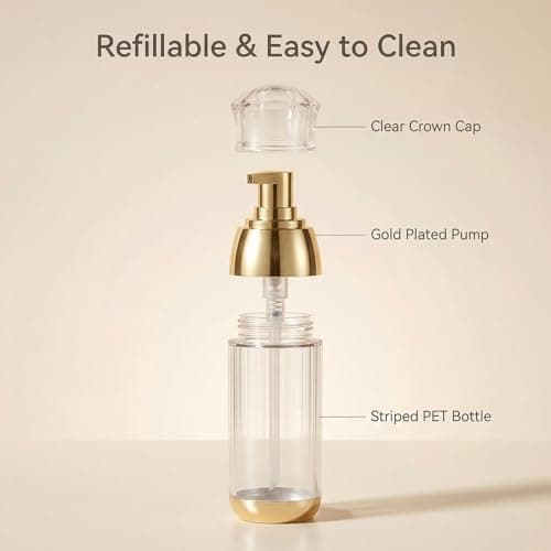 Upstore 2 Pcs 60ml 2oz Clear Plastic Lotion Bottles with Gold Pump Leak Proof Refillable Travel Dispenser Empty Cosmetic Containers for Shampoo Liquid Soap Foundation Essential Oils — view 3