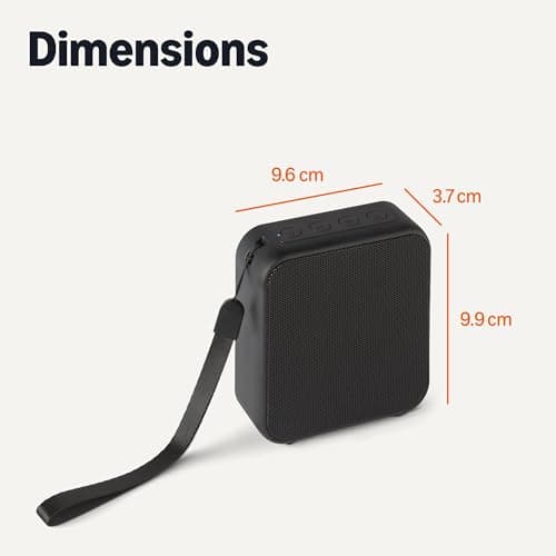 Amazon Basics Portable Wireless Bluetooth 5.3 Speaker, Compact, 6h Runtime, IPX5 Waterproof, Rechargeable, Enhanced Bass, Indoor, Outdoor, Black — view 5