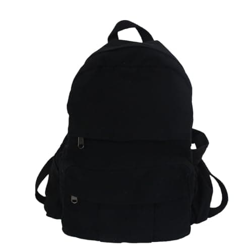 GAMLFL Canvas Backpack for Women Retro Aesthetic Rucksack Basic Backpack for High School/College Students Travel Laptop Bag, Black, 5.6 x 13.3 x 16.2 inches, Travel Backpacks — view 3