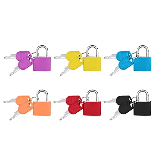 Flintronic 6 Pack Suitcase Lock with Key Small Padlock Luggage Lock Travel Lock Backpack Lock, Color Metal Padlock with Key, Small Padlock for Travel Backpack Play Fitness