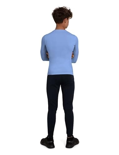 PowerLayer Kids Base Layer Long Sleeve Compression Shirt. Lightweight and Moisture Wicking Thermal Top for Football, Rugby, Soccer and Gym for Boys - Ice Blue, 12-14 Years — view 6