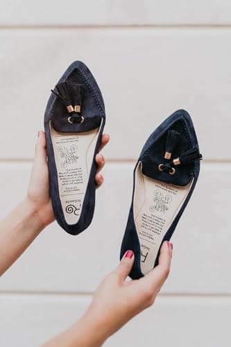 Rollasole Women's Loafers – Midnight Blues - Folding Flat Shoes for Women, Stylish Foldable Slip on Loafer for Handbag, Everyday, Nights Out, Parties, Wedding, Travel, Womens Gifts — view 4