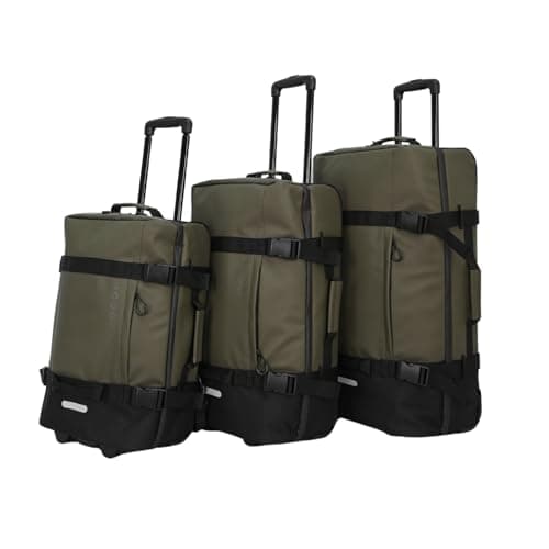 Hodge & Hodge Safari 6-Piece Luggage Set Soft-Shell Olive Green Water-Repellent PU Telescopic Handles Inline Wheels Backpack Duffle Wash Bag Lightweight Durable Organised Travel Suitcases — view 5