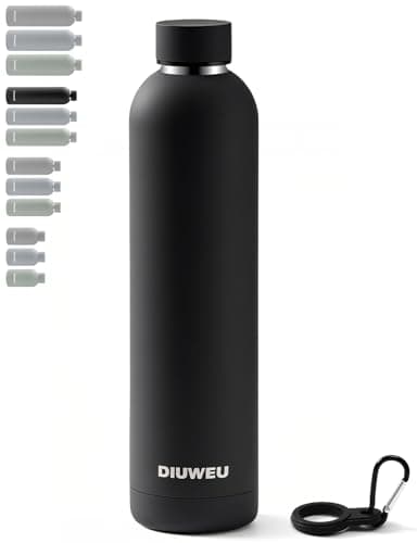 Stainless Steel Water Bottle Double Wall, Insulated Metal Water Bottle with Clip, 350ml/500ml/750ml/1L, BPA Free, 24hrs Cold & 12hrs Hot, Suitable for Sports, Camping, Hiking, Cycling, Gym, Travel