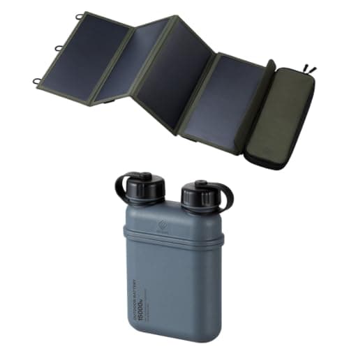 ELECOM NESTOUT 4-Panel Solar Charger 28W (Olive) & 15000mAh Outdoor Power Bank (Grey) – Bundle — view 4