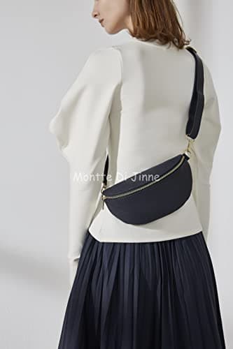 Montte di Jinne 100% Made in Italy – Soft Pebble Leather Belt Bag/Crossbody Bum Bag for Women, Adjustable & Detachable Strap, Gold Hardware, Lightweight Everyday Travel Waist Pack (Gold) — view 3