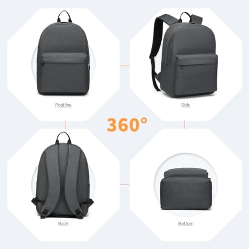 Kono Children's Backpack School Bag for Boys and Girls Lightweight Rucksack for Teenagers Students Bookbag Travel Casual Daypack Women Men (Dark Grey) — view 3