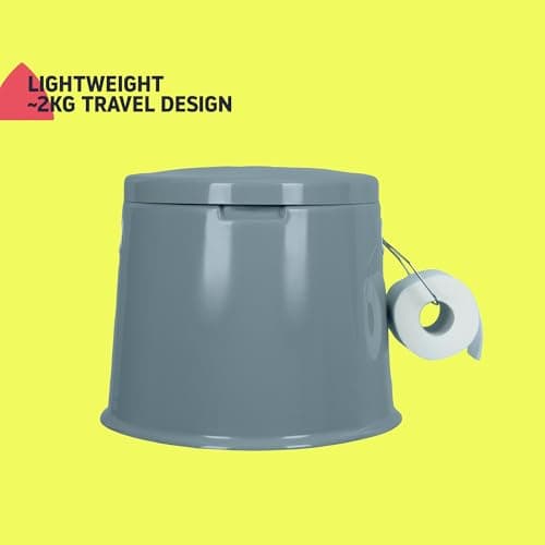 Hillington 5L Camping Toilet with Lid - Compact Portable Toilet for Adults Includes Removable Bucket, Paper Holder and Carry Handles - Lightweight Portable Camping Toilet Travel Toilet for Outdoor — view 3