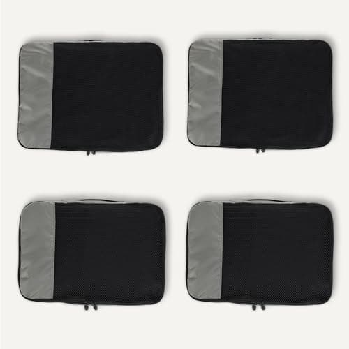 Amazon Essentials 4-Piece Packing Cubes Travel Accessories Set, Luggage Organiser with Double Zip, Mesh Top, 100% Polyester, 2 Large and 2 Medium, Grey (Previously Amazon Basics) — view 5