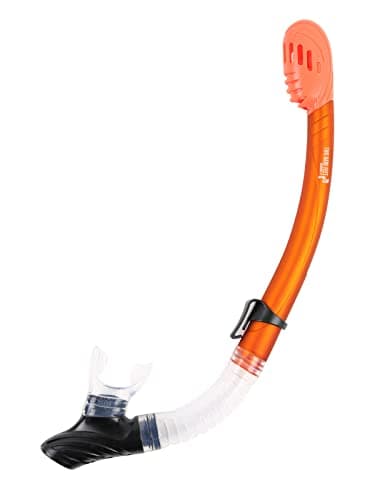 Two Bare Feet X-Dive Silicone Mask Dry Top Snorkel & F70 Fins Complete Diving Snorkel Set (M266S SN134S Orange/Clear, F70 L/XL) — view 3