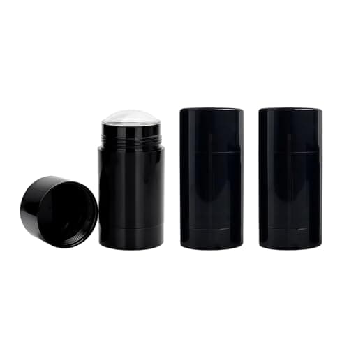 3 Pcs 30ml/1oz Black Plastic Empty Round Deodorant Containers Twist Up Filling Stick Deodorant Bottles Refillable Lip Balm Tube for DIY Cosmetic Lipstick Sunscreen