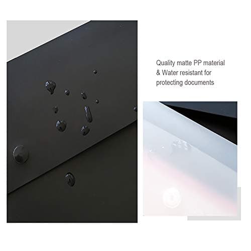 VANRA 5 Pieces A4 Envelopes Folders for Paperwork Plastic Wallets Document Organizer with Snap Button Closure A4 Letter Size (Black) — view 3