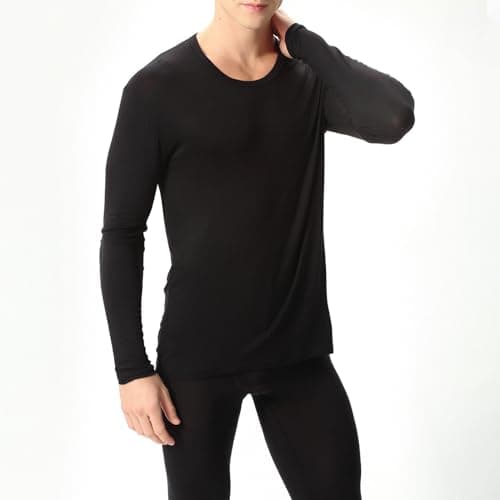 Men's Thermal Underwear Set Fleece Lined Base Layer,Winter Warm Long Sleeve T Shirts and Pants for Cold Weather Protection with Comfort Stretch Fit and Moisture Wicking (Black, XL) — view 4