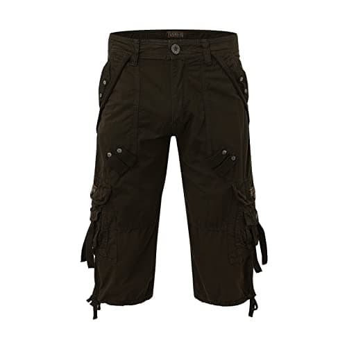 IQYU Waterproof and windproof sports trousers, plain, multi pocket trouser leg hanging rope, tool, seven-minute shorts, black army trousers, gray, 26 — view 2