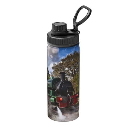 InOmak Steam Engine Train 18 Oz Water Bottle Insulated Stainless Steel Mug Vacuum Tumbler Water Flask