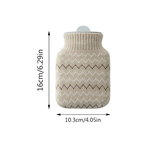 Mini Hot Water Bottle with Grey Knitted Cover, for Pain Relief — view 2