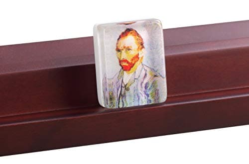 166 American Mahjong High-End Mahjong Suitcase Limited Edition Embedded Masterpiece Background 4 Wooden Pushers + Racks 166 Numbered Tiles Complete American Mahjong Set in Leather Suitcase Van Gogh — view 3