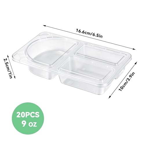 20Pcs Reusable Snack Containers with Lids,9oz Snack Pot with 3 Compartment — view 2