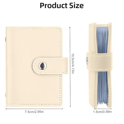 OSDUE Credit Card Holder for Women Men, Slim RFID Blocking Debit Card Wallet Soft PU Leather ID Bank Card Case with 26 Thickening Card Slots Travel Business Card Case (Beige) — view 2