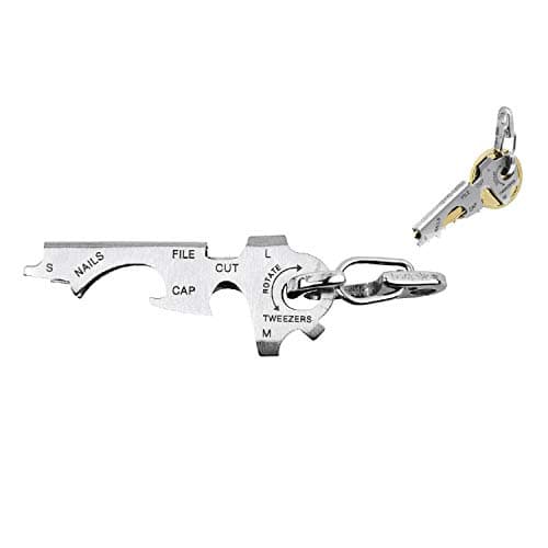 True Utility Stainless Steel Keyring Multi Tool - 8 Daily Tools In 1, Flight Safe Box Cutter Knife Blade, Large, Medium & Eyeglass Screwdriver, Bottle Opener Key, Nail File, Tweezers & Nail Cleaner — view 2