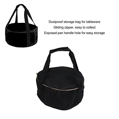CLZothique Side-Opening Canvas Pot Bag, Camping Cookware 30.5 cm (Black) — view 6