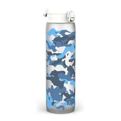 ION8 1 Litre Water Bottle, Leak Proof, Flip Lid, Carry Handle, Rapid Hydration, Dishwasher Safe, BPA Free, Contoured Grip, Ideal for Travel, Gym & Activity, Carbon Neutral Recyclon, 32 oz, Camouflage — view 4