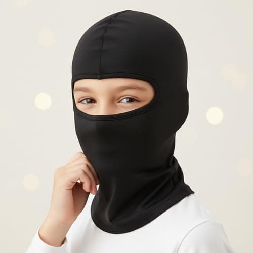 VNIDJGB 2 Pcs Kids Balaclava, Windproof Warmer Balaclava for Children, Lightweight Warmer Neck Balaclavas Kids, Face and Neck Cover Helmet for Universal Cycling, Skiing, Black and Grey — view 5