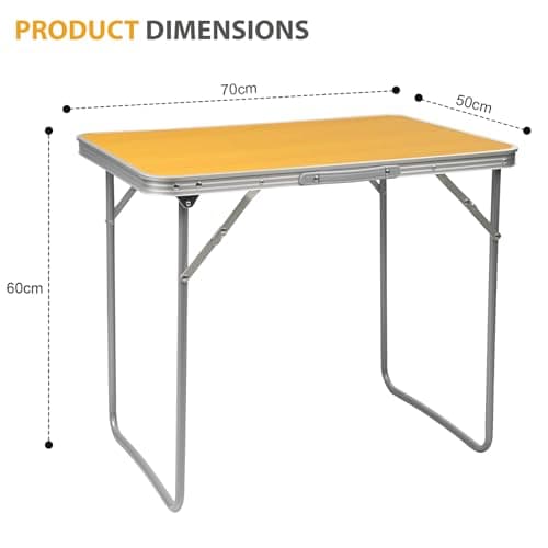 Crystals 2.3ft Aluminum Folding Picnic Table | Lightweight & Portable Camping Table | Adjustable Height Outdoor Trestle Table for BBQ, Garden, Travel, & Events – Sturdy & Compact (Orange) — view 2