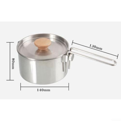 Portable Camping Pot 304 Stainless Steel Folding Design with Rotatable Handle for Mountaineering Travel Essentials Silver 13cm — view 2