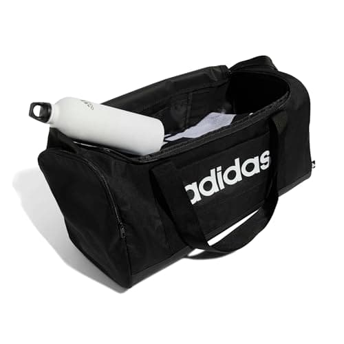 adidas Unisex Essentials Linear Duffel Bag Duffel Bag, Black/Black/White, S — view 6