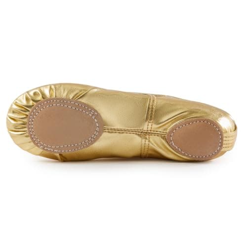 missfiona Ballet Shoes for Women PU Leather Dance Slipper(6.5 UK, Gold) — view 4