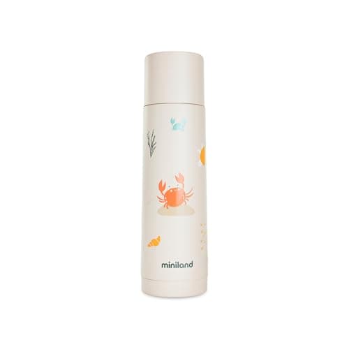 Miniland Thermo Water Bottle 500ml, Stainless Steel Baby Thermos for Liquids, Thermos Flask, Keeps Hot and Cold for Over 12 Hours, Airtight Seal and Anti-Drip System | Crabsy