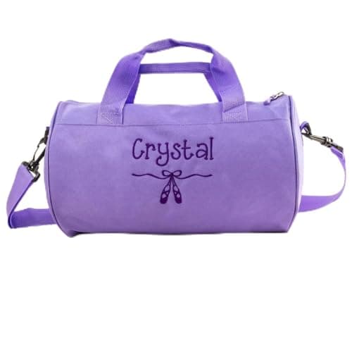 Toddler Dance Bag for Girls, Personalized Travel Bag for Kids, Weekender Duffel Bag, Monogram Ballet Shoes Bag, Child Diaper Bag Gift (Purple)