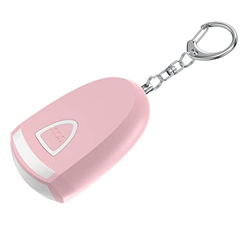 Lancoon Rechargeable Safe Personal Alarms Self Defense for Women Children Elderly with LED Flashlight Travel Essentials Emergency Security 125dB Loud Keychain Alarm Outdoor Safety Pink