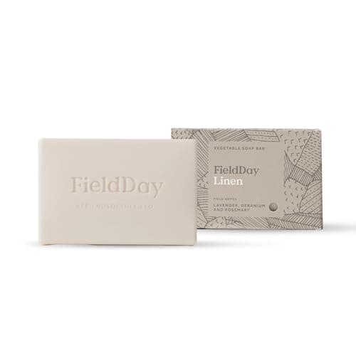 Field Day - Linen Soap Bar 150g - Luxury Vegetable Soap - Vegan & Cruelty Free - Lavender, Geranium & Rosemary Fragrance - Long Lasting & Moisturising Triple Milled Formula - Elegant Bathroom Gift