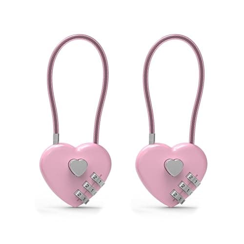 UP Security Small Combination Padlock Locker Lock Cable Lock with Code Pink Combination Lock for Luggage Suitcase Gym Locker Backpack Cabinet Box Fence Fence Security
