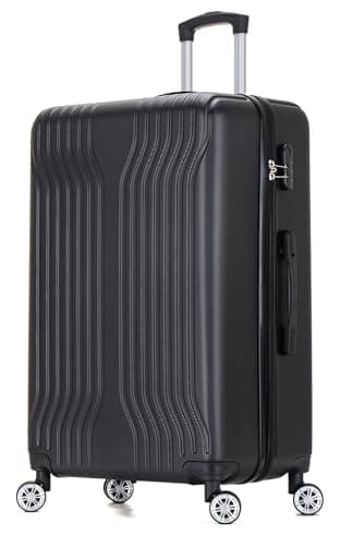DK Luggage 28" Large Hard Shell Suitcase 4 Wheel Spinner ABS25 (Black, 28" Large)