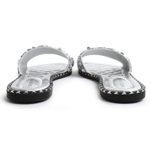 Fashion Thirsty Womens Ladies Flat Low Heel Diamante Sandals Slip On Party Wedding Bling Sliders Slides Beach Pool Holiday Travel Sandals — view 4