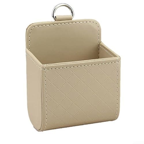 Space Efficient Car Vent Phone Holder with Integrated Storage Pouch Ideal Travel Buddy (Beige)