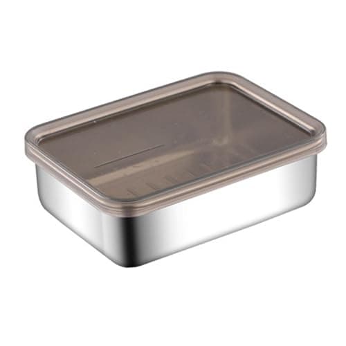 PIXZCSA Reusable Food Container Fresh Keeping Box With Lid Fridge Organization Travel Preservation Container Fridge Organizer Stackable Family Car Trips, Silver, 13.3x10x4cm — view 4