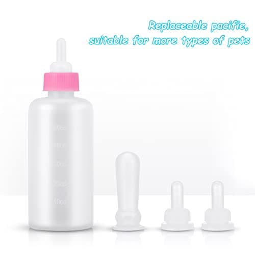 KroY PecoeD Pet Feeding Kit - Milk Bottle Set for Kitten & Puppy, 50ml, With Replacement Nipples & Cleaning Brushes — view 3