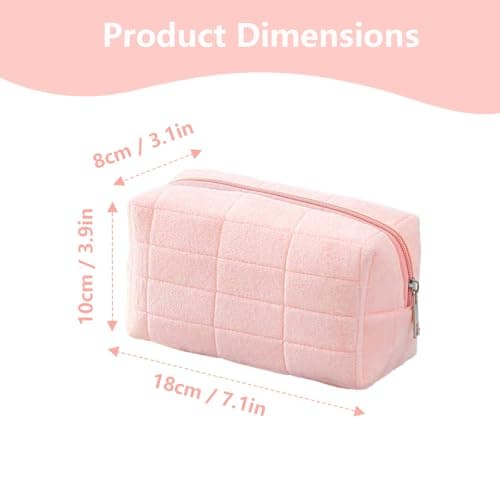LUFFLOK 2 Pack Pink Makeup Bag Velvet Makeup Bag Toiletry Cosmetic Bags — view 2