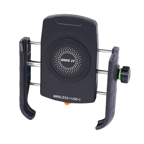 BIKE IT Compact Motorcycle Mobile Phone Wireless Charger Holder, USB-C, Universal Phone Fitment, IP66 Waterproof, 360-Degree Rotation, 15W Quick Charge, Motorbike Scooter Cellular Mount — view 2