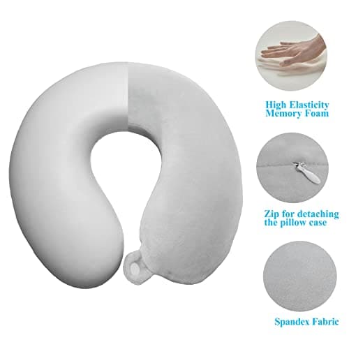 NavoX Travel Pillow Memory Foam Neck Pillow for Travel w/sleep mask/Earplug/Pouch, Neck Support Pillow Quick Pack Lightweight for Camping, Car, office — view 5