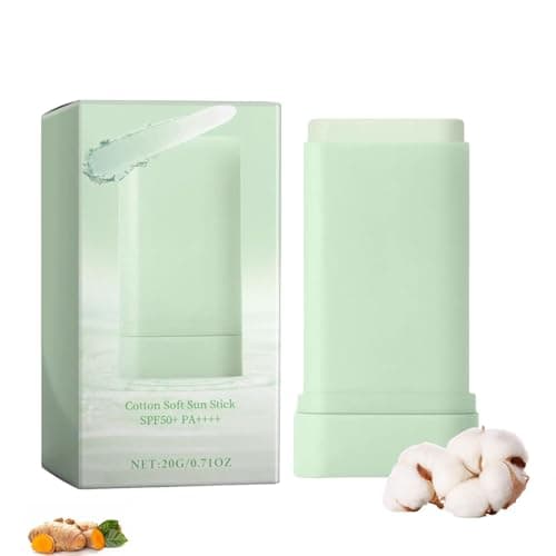 Cotton Soft Sun Stick SPF50+ PA++++ with Centella and Hyaluronic Acid - Lightweight Moisturising Facial Sunscreen for Sensitive Skin, Portable Solid Stick for Daily Protection and Application